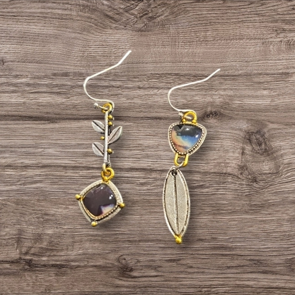 Bohemian Leaf Multi Color Dangle Earrings